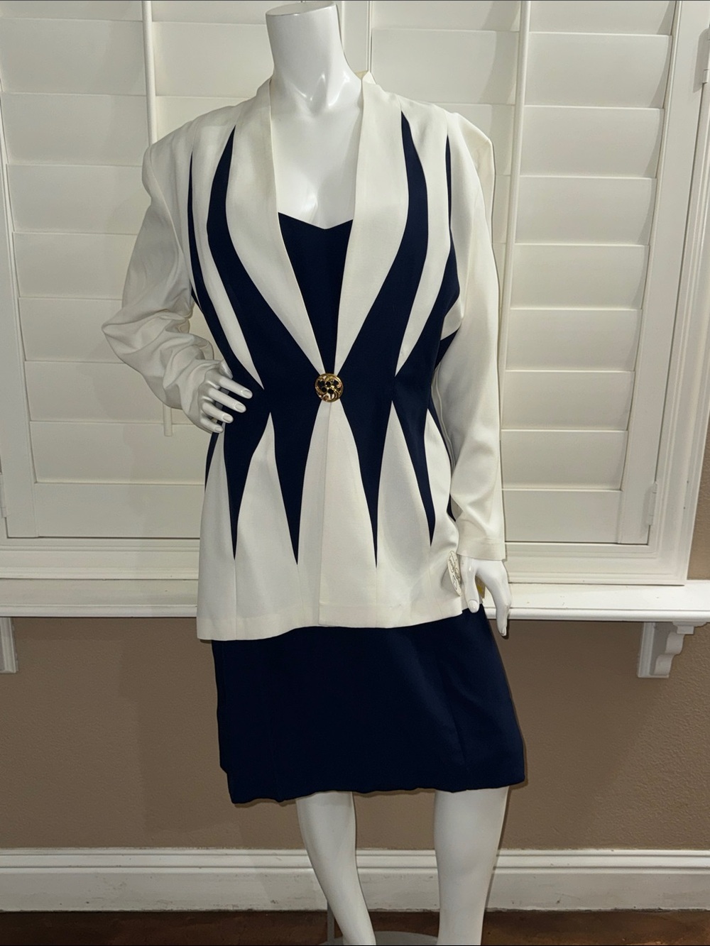 Joseph Ribkoff Vintage 80s Two Piece Dress and Blazer Set